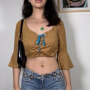 Vintage Suede Milkmaid Cropped Corset